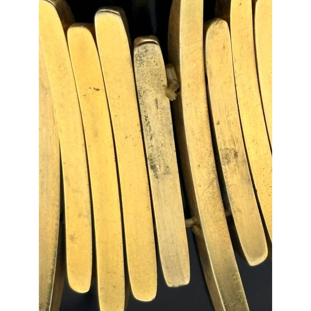 Vintage Brutalist Possibly Brass Spike or Spear Shaped Elements Stretch Bracelet - Picture 11 of 14